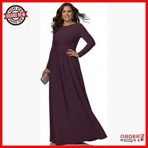 Long Sleeve Maxi Formal Gown Empire Waist A-Line Floor Length Dress